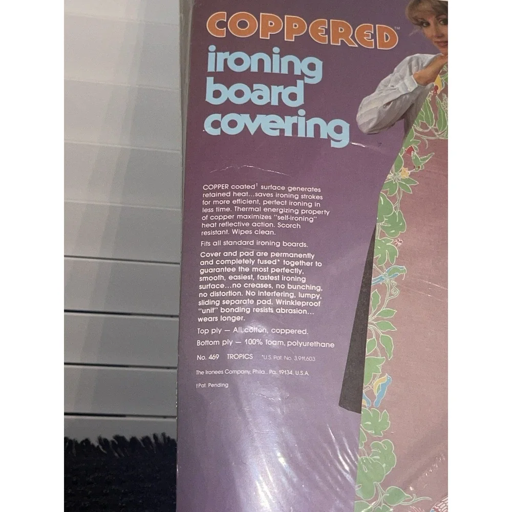 Vintage Ironies Copper Coverply Ironing Board Cover Tropical Design New NOS